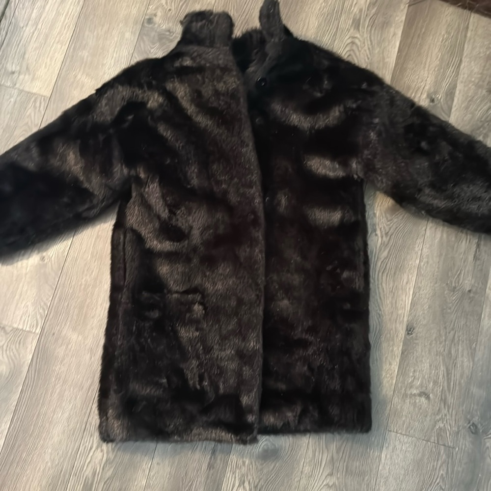 Dark brown over sized fur coat